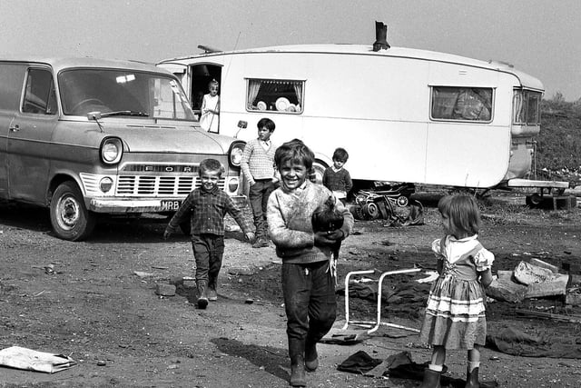 Police were called to move a group of travellers parked on private land whilst visiting Wigan in 1970