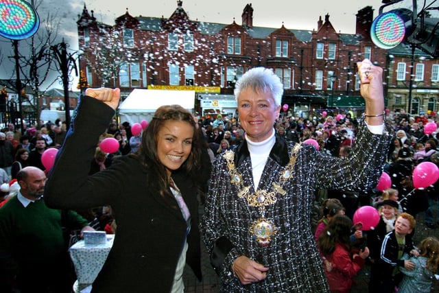 Lytham Christmas Lights switch-on by singer Stacey McClean from S Club Jnrs/8 and the Mayor of Fylde Coun Susan Fazackerley in 2008