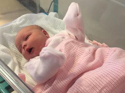 Baby Harper Hazel, born 23rd October at 10.16pm, weighing 8lb 15oz, to parents Claire Edgar and David Sankey.