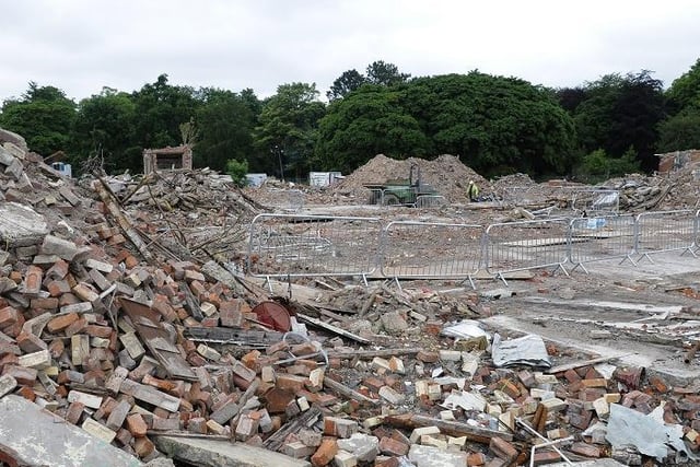 Demolition debris at the former Whittingham hospital in 2014