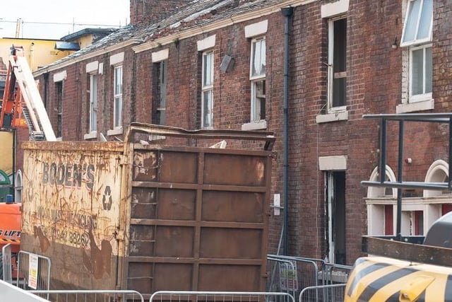 Row of houses opposite UCLan library on Saint Peter's Street were demolished in 2019 as part of the university's masterplan for a new square