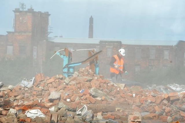 Only rubble remains of the former Goss printing press site in Greenbank Street, Preston, in 2015