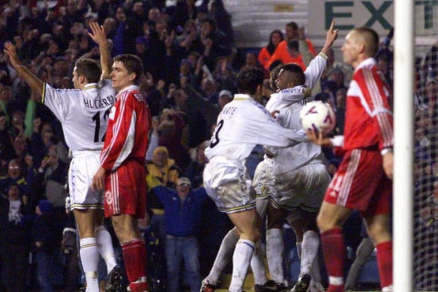 With 84 minutes on the clock, Leeds earned the second of two corners. Lucas Radebe snuck in by the left post to head the winner home.