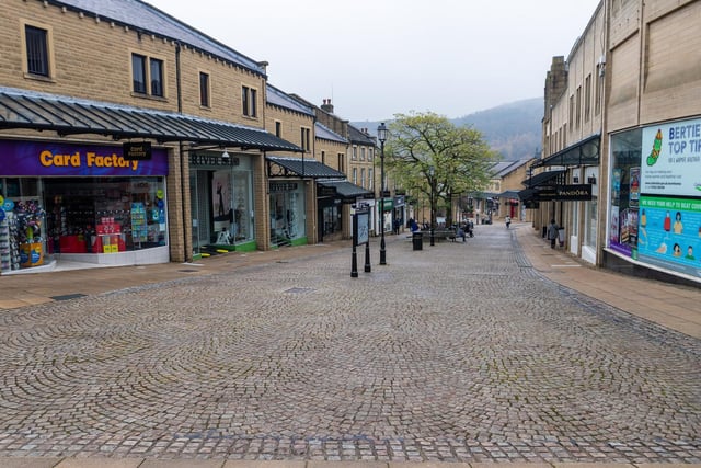 A very quiet Halifax town centre during the national lockdown.