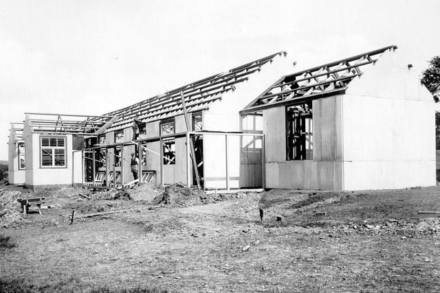August 1914. A ward under construction of a new smallpox compound, which included the buildings of Killingbeck Farm on the slopes of Wykebeck Valley.