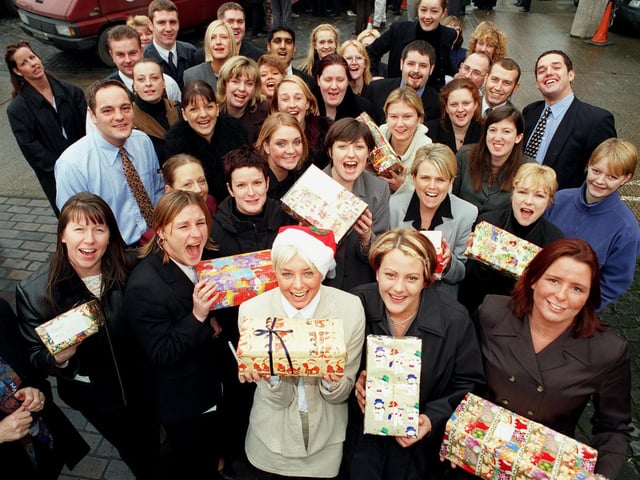 Last minute loading by newspaper staff for the Yorkshire Post Shoebox Appeal before the convoy set off to Romania to help disadvantaged children.