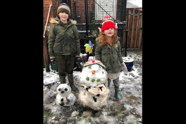 Katie West said: "Elliott and Lily-Mae got up super early to make a snow man and a snow baby."