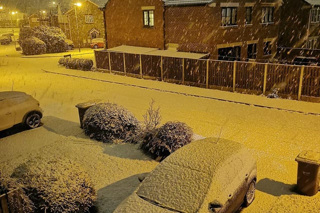 The snow was still falling in Horbury Bridge when Claire Pedlow woke up to grab this shot.