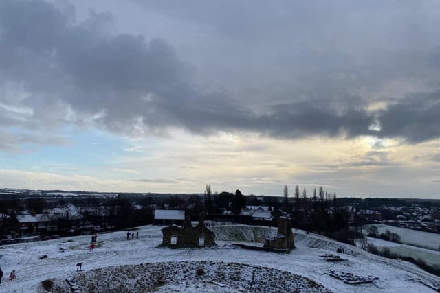Nicole Godwin went high for this gorgeous shot of Sandal Castle dusted in snow in the morning light.