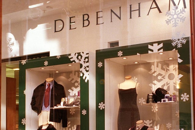 Part of Debenhams Christmas window display in November 1998.