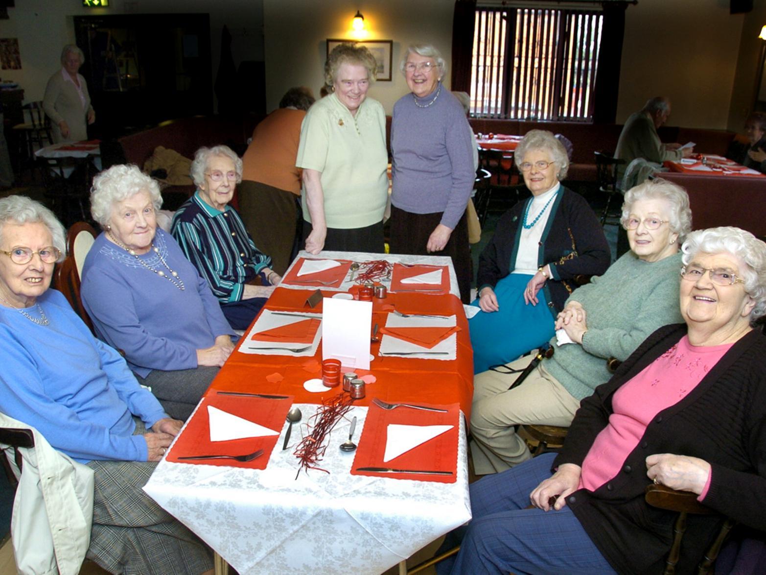 Hungate Court Ladies drop-in members had a special Valentine's lunch at the Hunmanby Sports Association Clubhouse. From left to right: Muriel Loftouse, Betty Elvidge, Else Price, Doreen Murray, Betty Cole, Lilian Bentley, Marjory Kydd and Margaret Paterson.