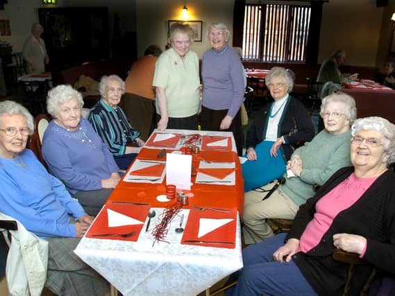 Hungate Court Ladies drop-in members had a special Valentine's lunch at the Hunmanby Sports Association Clubhouse. From left to right: Muriel Loftouse, Betty Elvidge, Else Price, Doreen Murray, Betty Cole, Lilian Bentley, Marjory Kydd and Margaret Paterson.