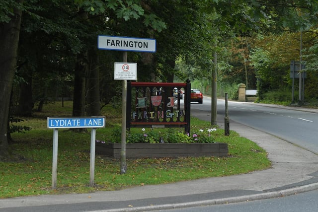 Farington has seen rates of positive Covid cases fall by 12.5%, from 522.9 to 457.6