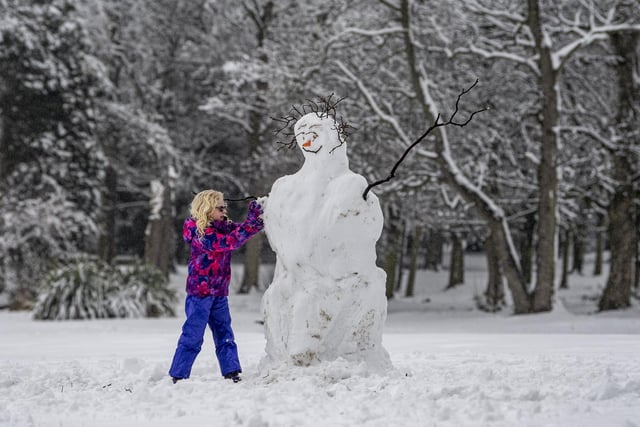 Noa Acaster Clarke built a snowman in Horsforth Hall Park