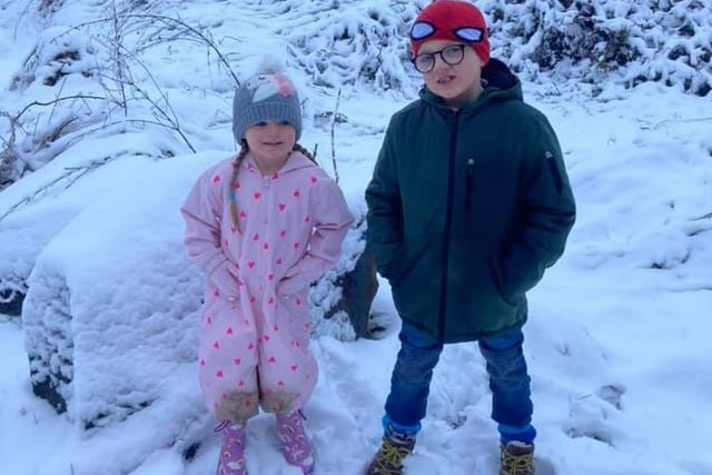Lesley said: "Robbie and Rosie land enjoys stroll in the snow."