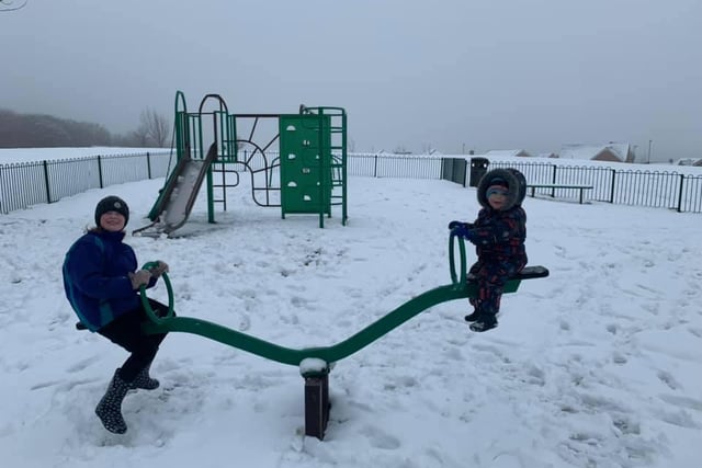 Skyla and Max's local park looked a little different after the snowfall!