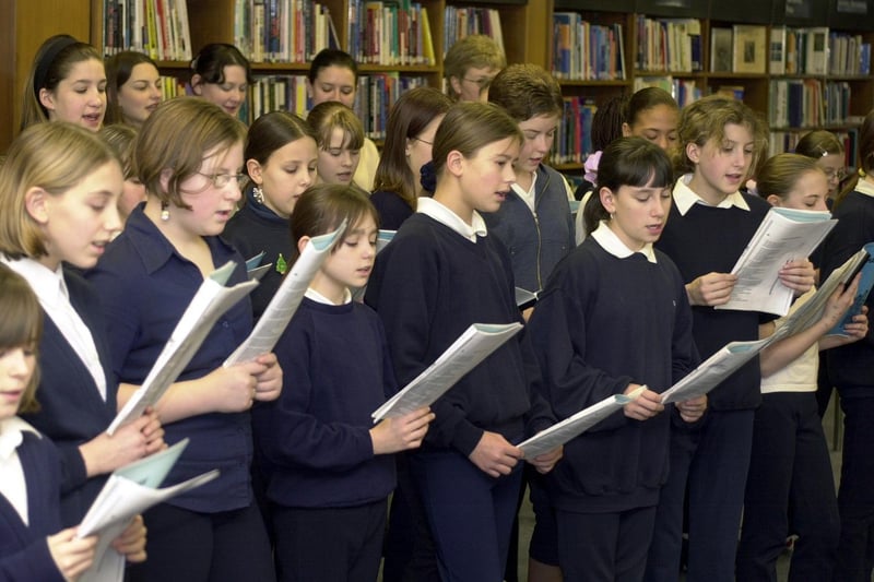 Parkland Girls High School choir visit Seacroft Library to perform a Christmas concert in December 2001.