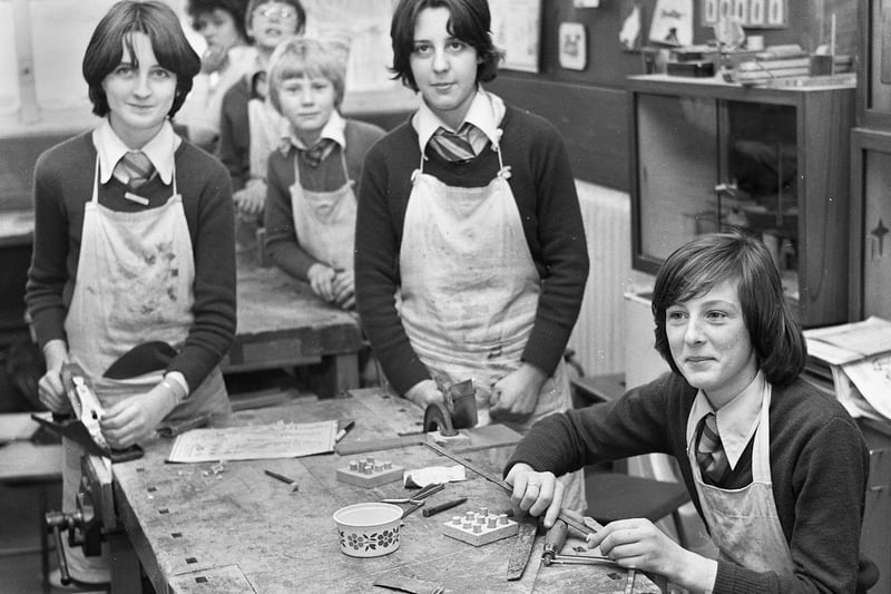 Girls join in the woodwork class