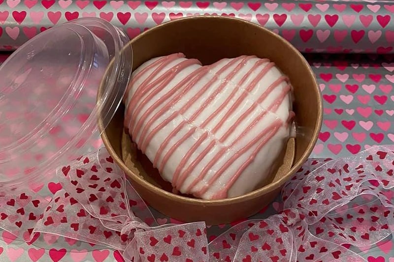 Street Lane Bakery is selling filled heart donuts for Valentine's Day. These are available in store daily or to order in time for the weekend.