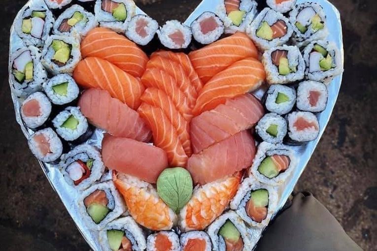 Waki Maxi sushi is offering a mixed sushi selection in a heart-shaped platter for two people. Orders can be made via the website at www.wakimaki.co.uk or through direct message on social media.