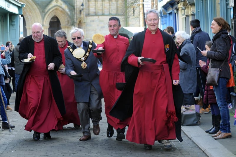 The clergy pancake race in 2015.