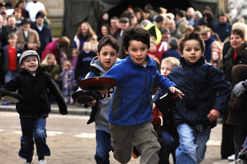 Action from Ripon Cathedral’s annual pancake race back in 2010.