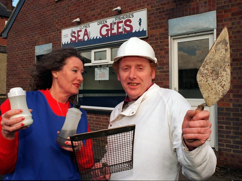 February 1997 and pictured is Vincent Clynes-Green and wife Leslie outside the couple's new fish shop he built in the garden of their home in Fairfield Avenue.