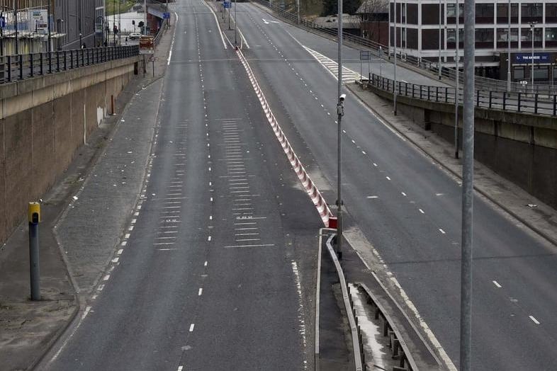 Normally bustling roads in and out of Leeds suddenly fell quiet, such as the ring road around the city