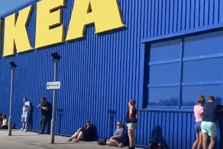 Shops first reopened in July, but with social distancing, masks and capacity limits in place, leading to scenes like this as shoppers queued at well known stores like IKEA Birstall