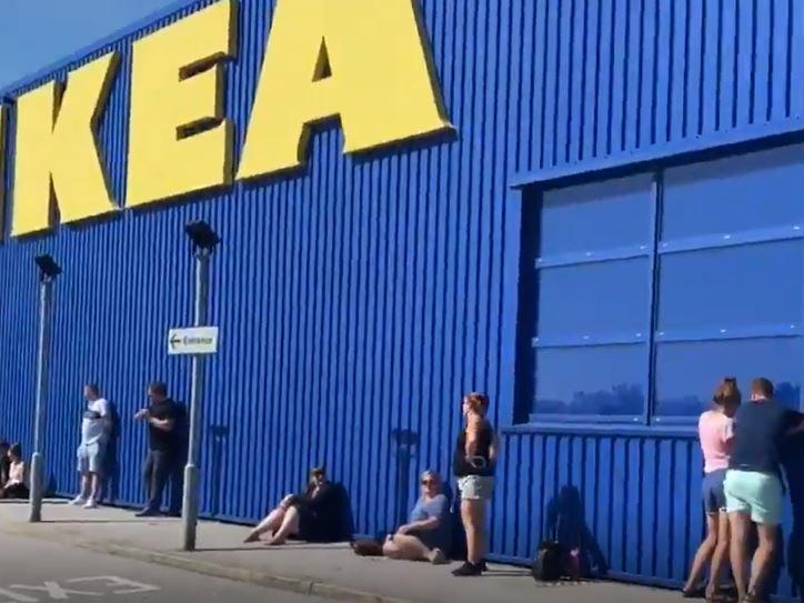 Shops first reopened in July, but with social distancing, masks and capacity limits in place, leading to scenes like this as shoppers queued at well known stores like IKEA Birstall