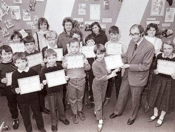 Cycling profficiency awards at Road Safety office Wakefield in 1985