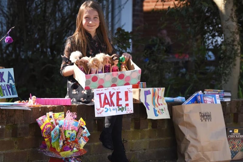 Nine-year-old Grace Brocklehurst has been giving away her toys and books for other children to take on their daily walk
