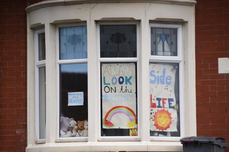 Houses in Blackpool with messages in their windows