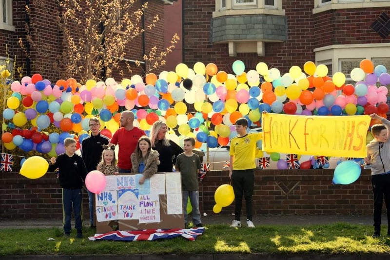 The Wilson and Smith families have put balloons outside their home on West Park Drive in Blackpool to show their support for NHS staff during the coronavirus pandemic