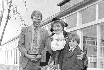 Tree planting with the Mayor of Wakefield at Gawthorpe School in 1984