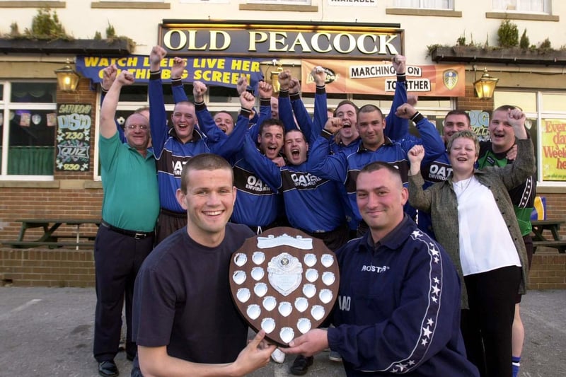 May 2001 Old Peacock publicans Rob and Val Goldthorpe welcomed Leeds United midfielder Eirik Bakke after the pub's Sunday football team  won the Leeds Combination League Division 4 title.