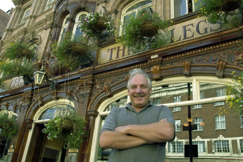 This is Brian Holmes, landlord of the Three Legs in Leeds city centre pictured in September 2000.