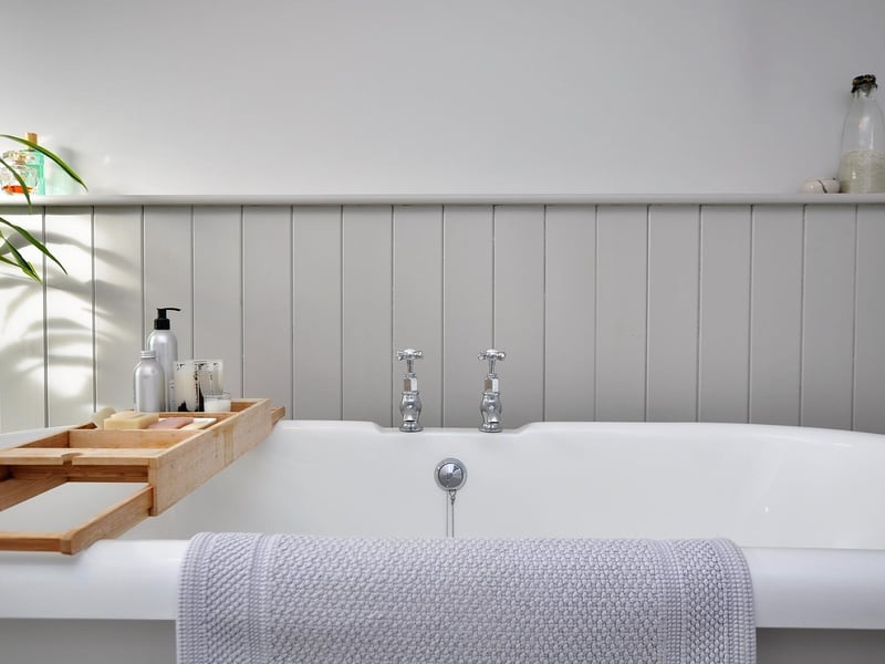 The traditional bathroom is inviting