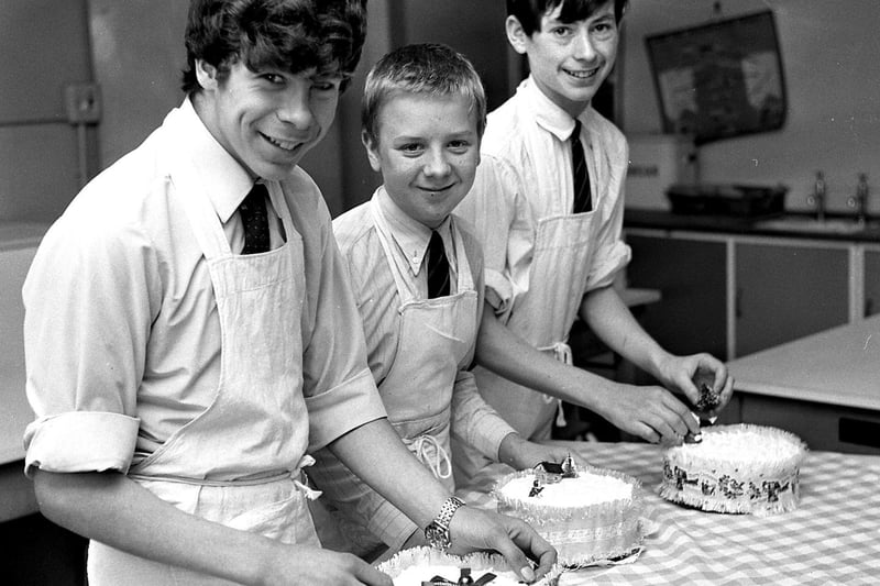 A piece of cake for these lads at Rose Bridge High School as they try their hand at baking in 1970