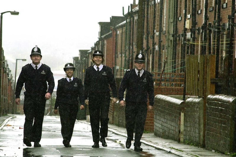 April 2000 and new pictured is the new community police patrolling the streets of Beeston. Pictured, from left, is PC Darren Child, WPC Geeta Lota,  WPC Carole Swallow and Sgt. Paul Brownbill.