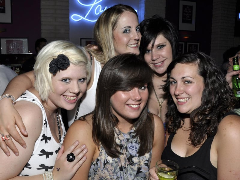 Sarah, Lauran, Claudia, Kayleigh and Stacey out for Sarah's birthday in Scarborough, in 2010.