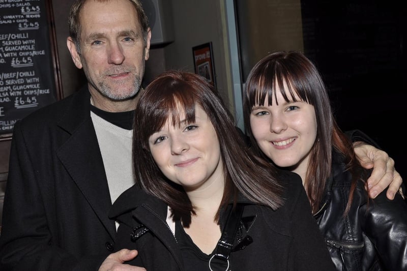 Birthday girl Jess is joined by sister Rachel and dad Barry, in Mist, in 2010.