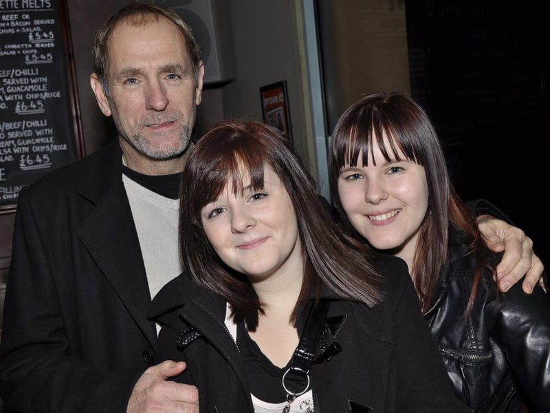 Birthday girl Jess is joined by sister Rachel and dad Barry, in Mist, in 2010.