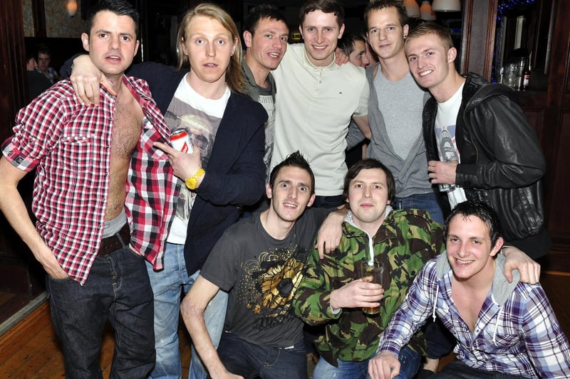 A group of lads out for Bowman's birthday, in 2010.