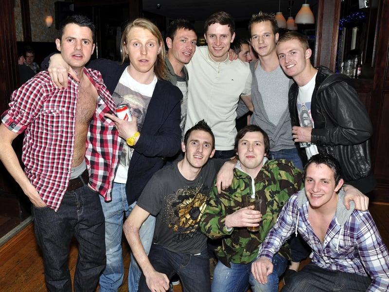 A group of lads out for Bowman's birthday, in 2010.