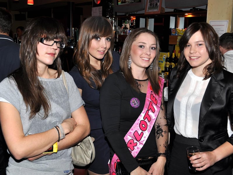 Friends Nat, Laura, birthday girl Charlotte and Gem in The Derwent, Malton, in 2012.