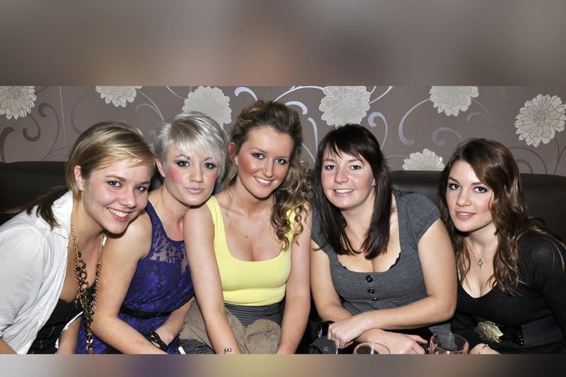 Caley, Kat, Lucy, Rebecca and Victoria out to celebrate Kat's 20th birthday, in Malton in 2010.