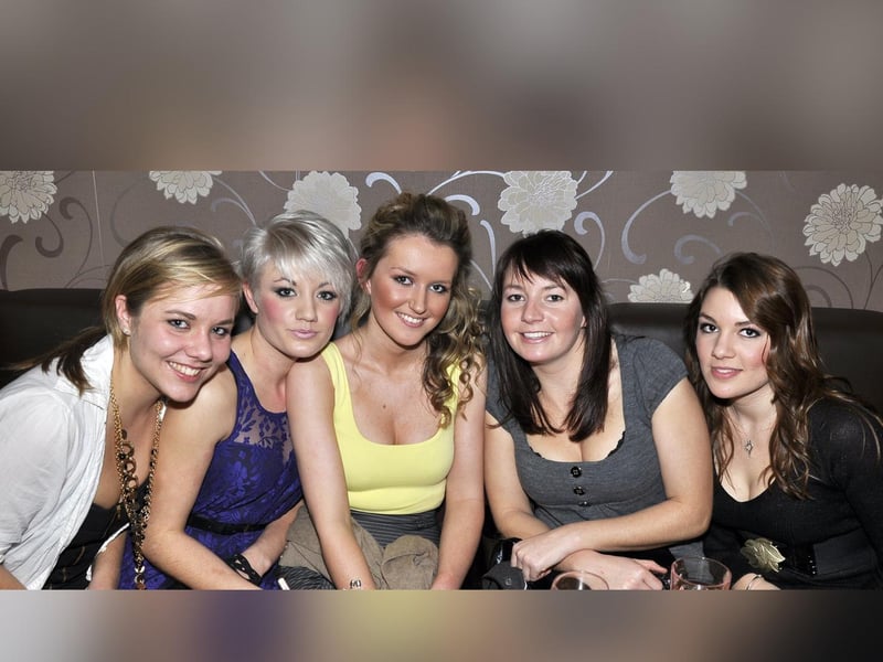 Caley, Kat, Lucy, Rebecca and Victoria out to celebrate Kat's 20th birthday, in Malton in 2010.
