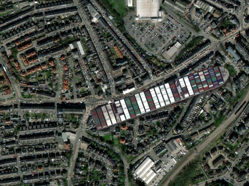 The Ever Given stretched the length of Falsgrave Road from the junction with Seamer Road to the traffic lights at Sainsbury's.
