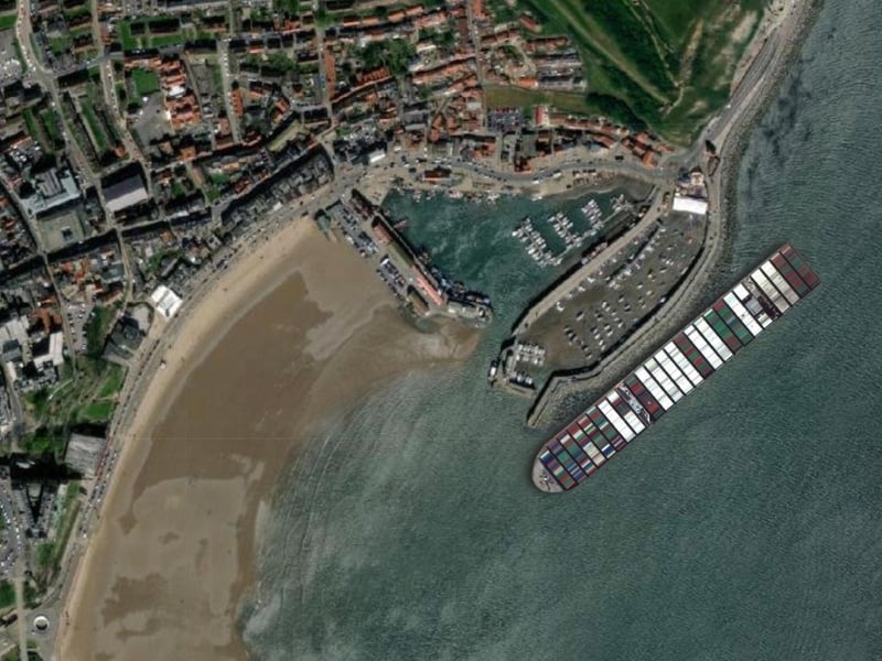 One of the largest ships in the world would struggle to dock in Scarborough Harbour.